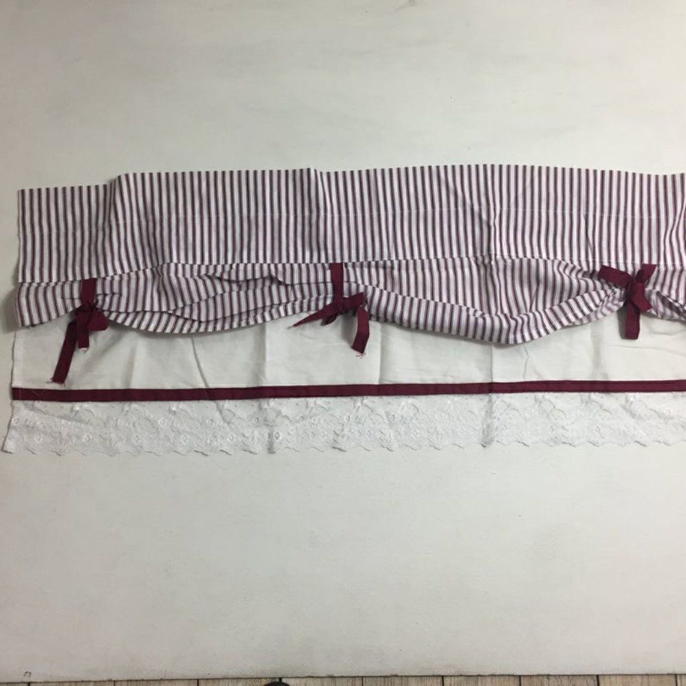 Springs Curtain Valance Striped Lace Trim 60x13"